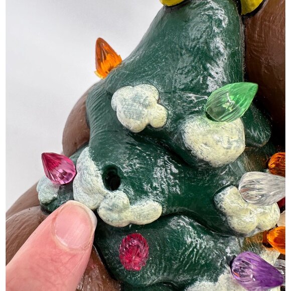 Vintage Santa Claus Bear Christmas Tree Lighted Ceramic 1990s Kitschy Decoration - Picture 8 of 10